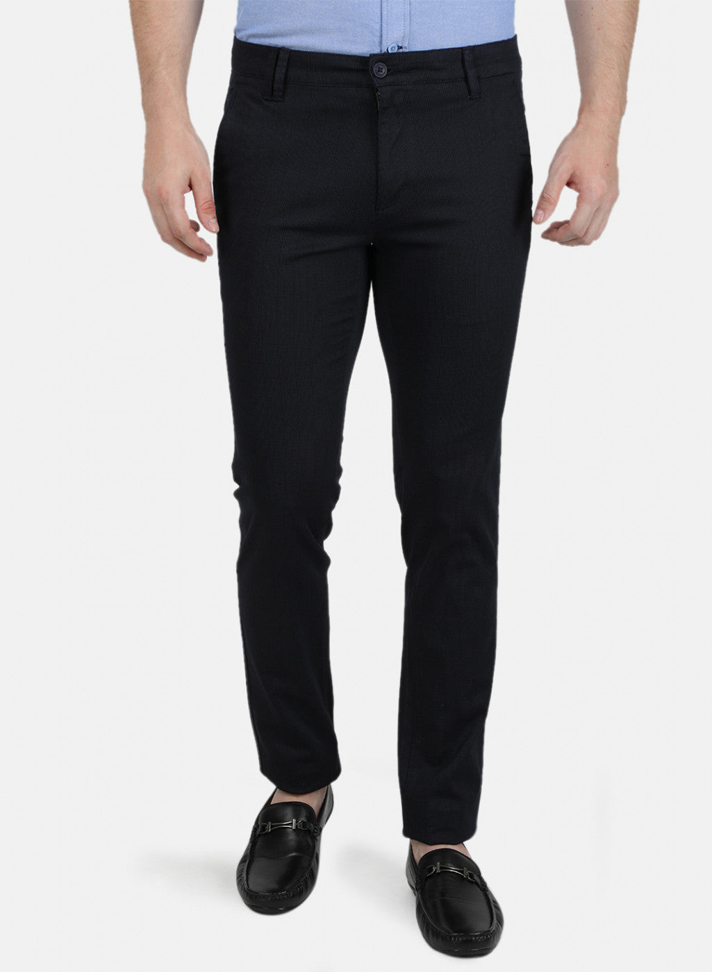 Mens Navy Blue Stripe Trousers