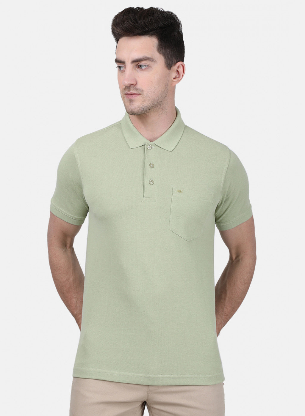 Mens Green Plain T-Shirt
