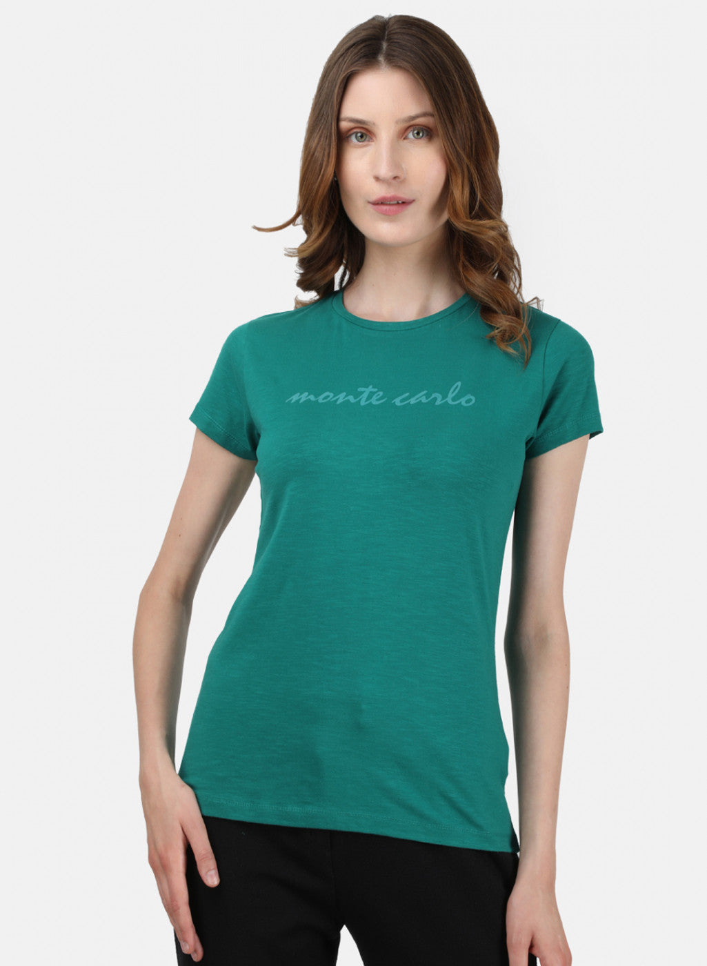Womens Dark Green Printed Top