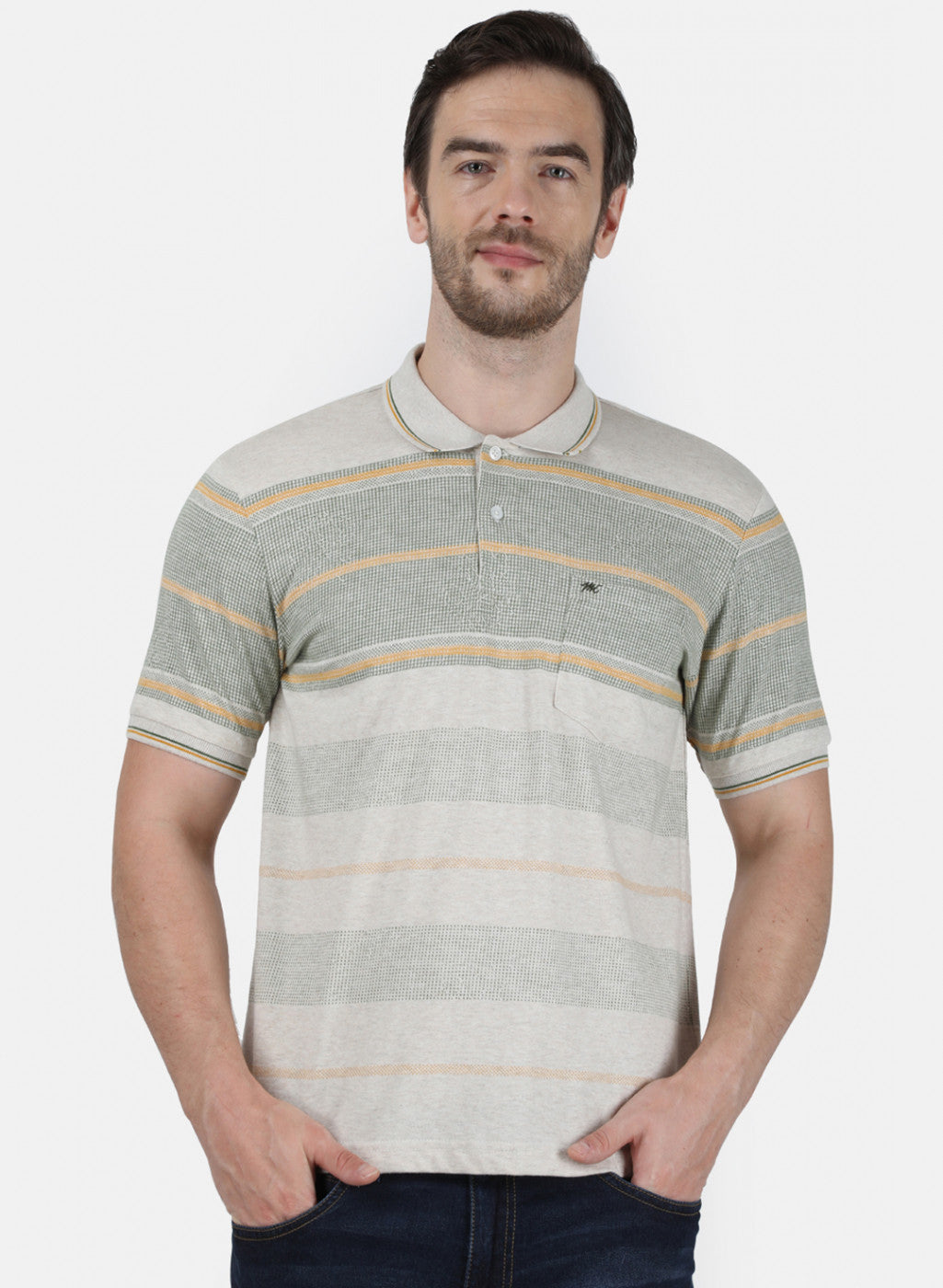 Mens Beige Stripe T-Shirt