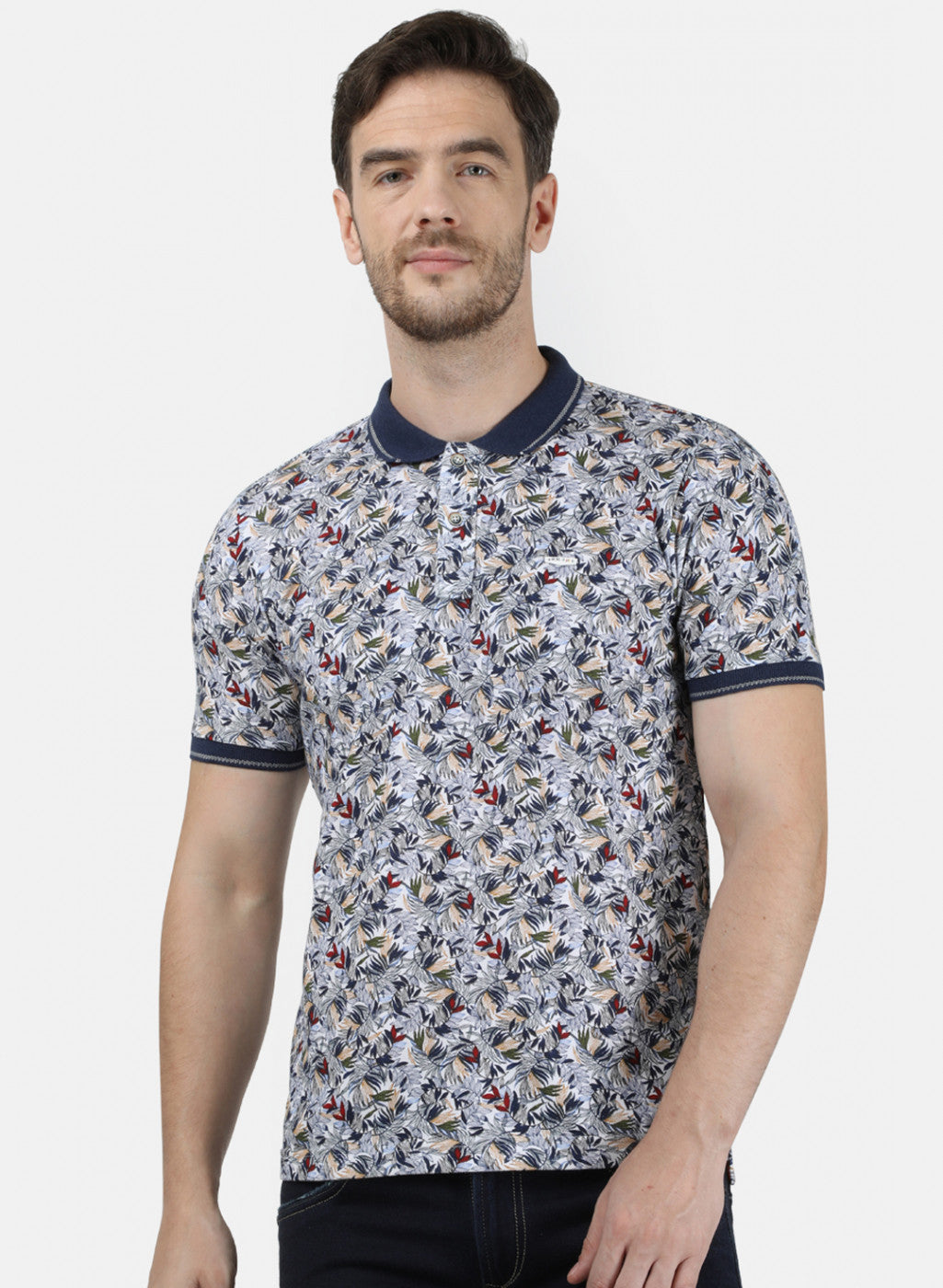 Mens Multi Color Printed Collar T-Shirts