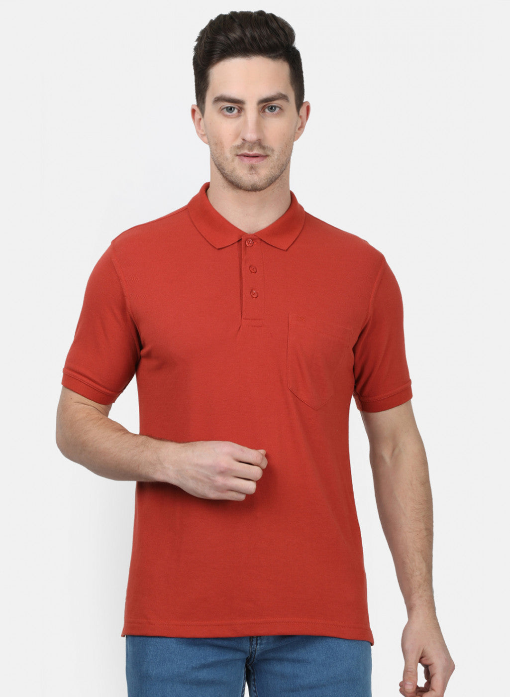 Mens Orange Plain T-Shirts