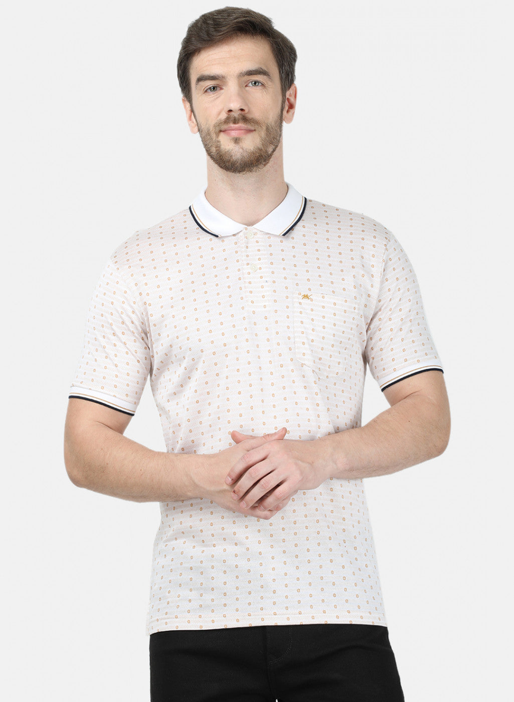 Mens Beige Jaquard T-Shirt