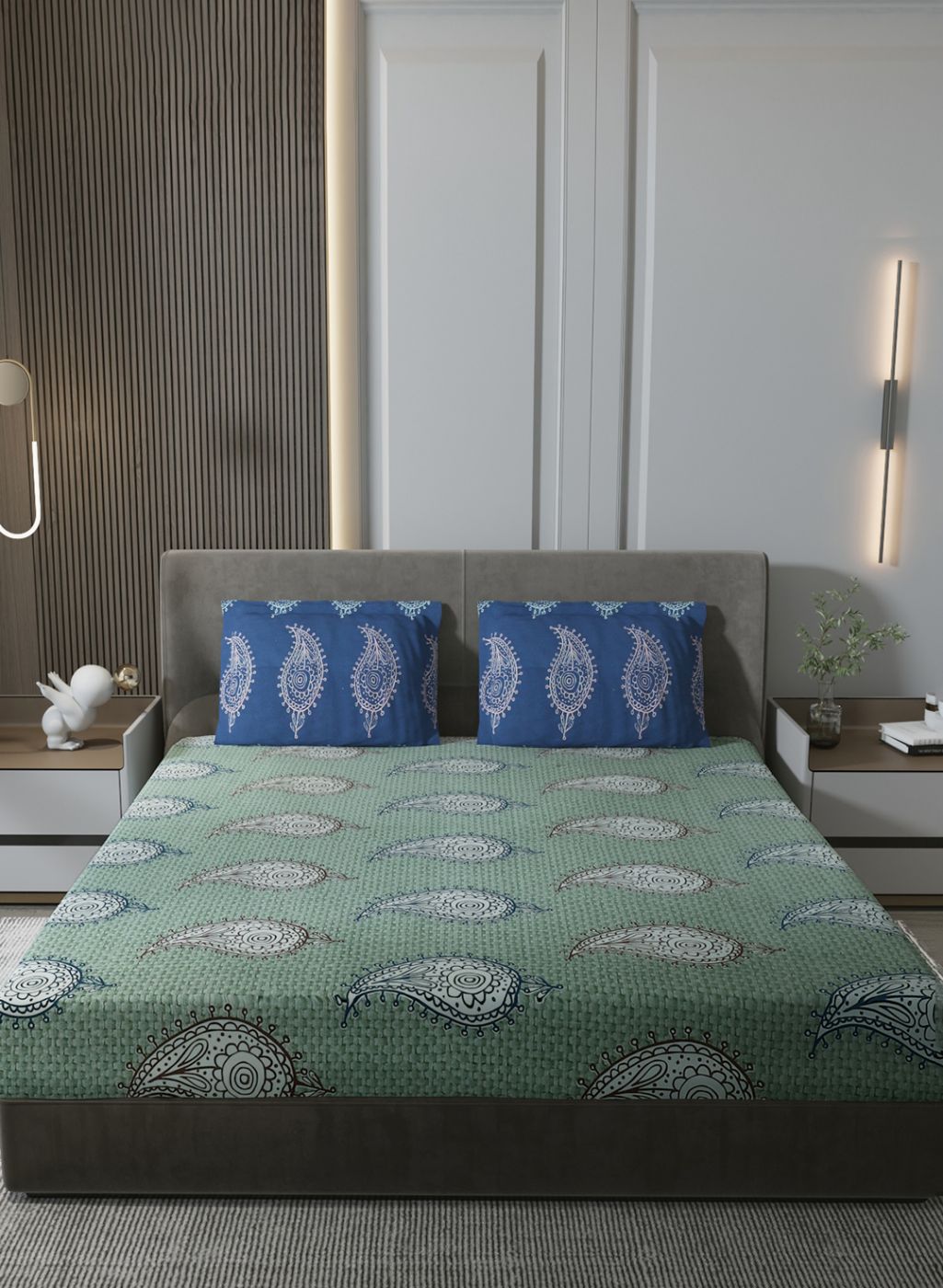 144TC Pure Cotton King Bedsheet with 2 Pillow Covers