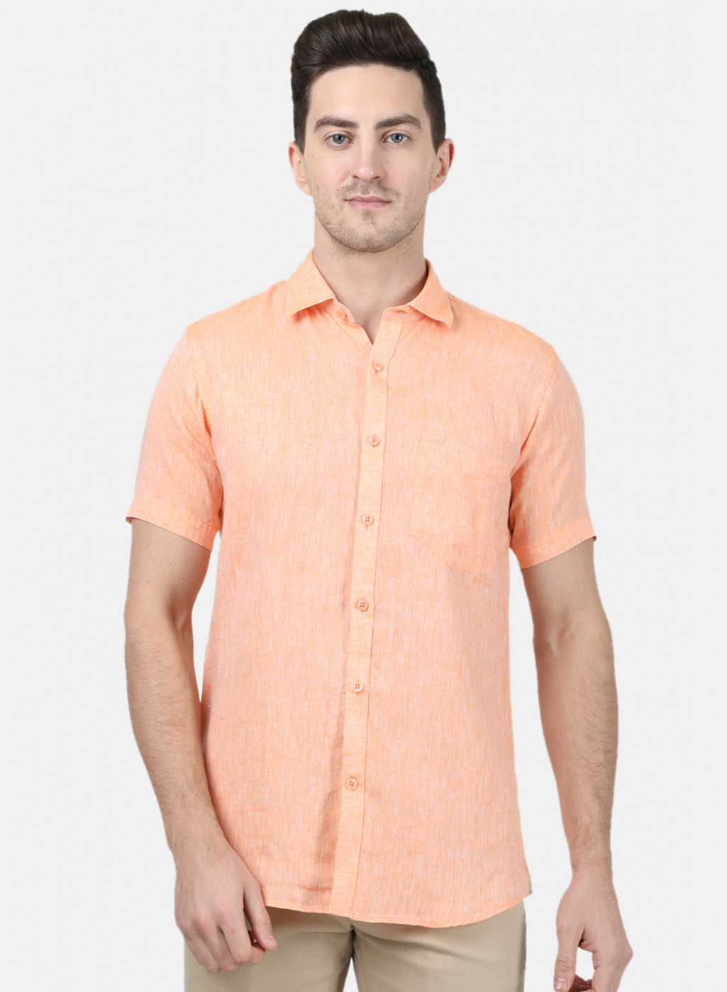 Mens Orange Solid Shirt
