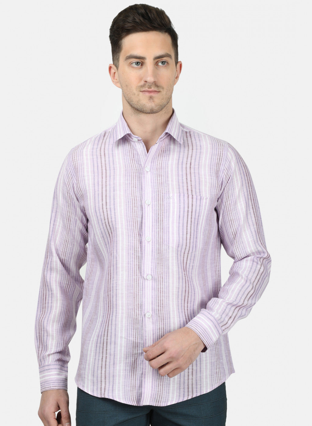 Mens Pink Stripe Linen Shirt