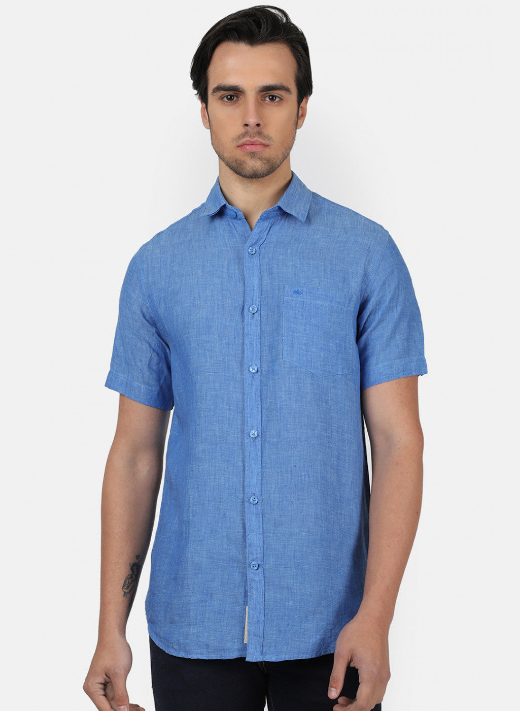 Men Blue Solid Shirts