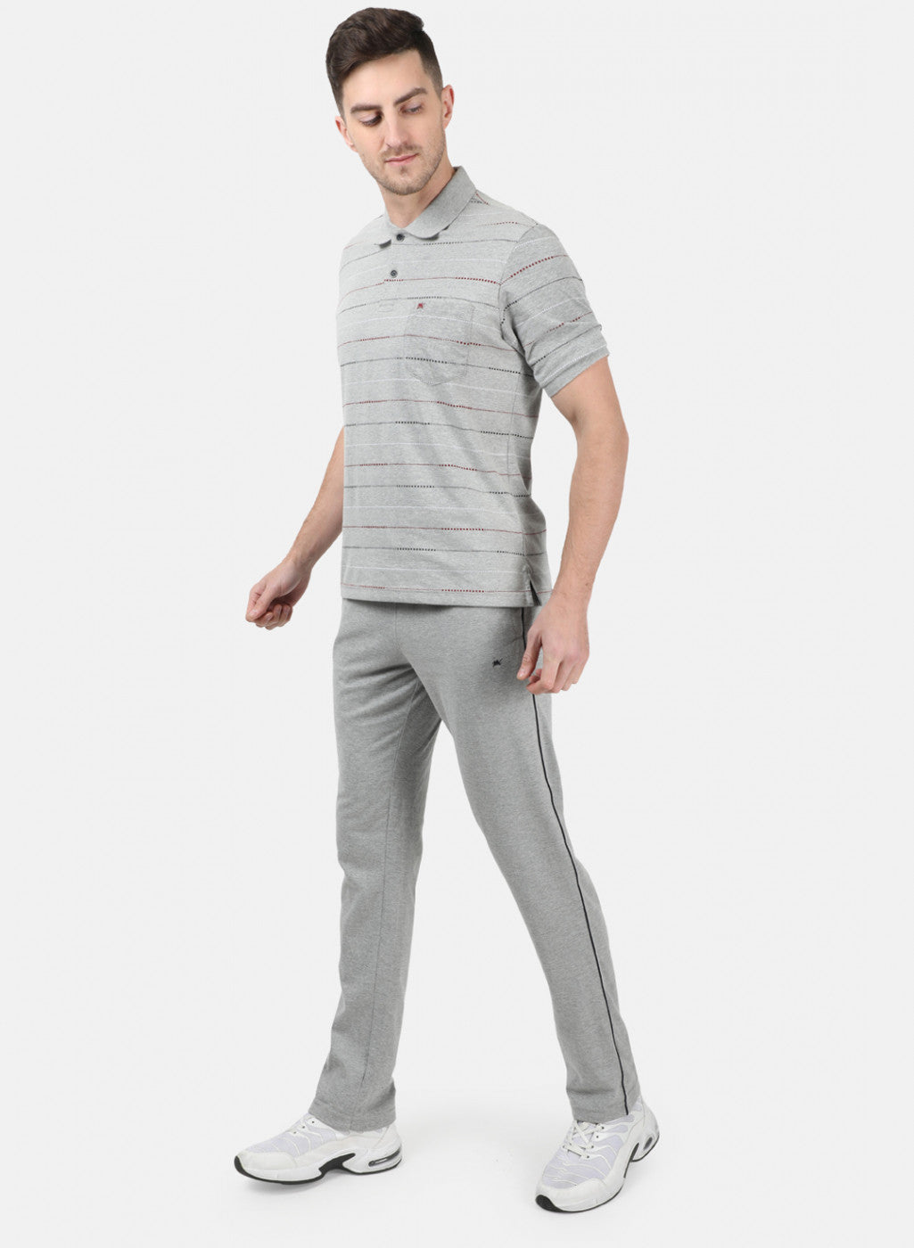 Men Grey Stripe Combo Set