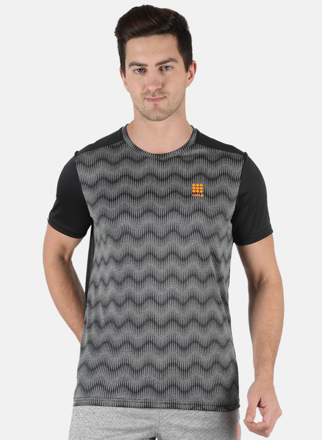 Rock.it Men Black Self Design Round Neck T-Shirt