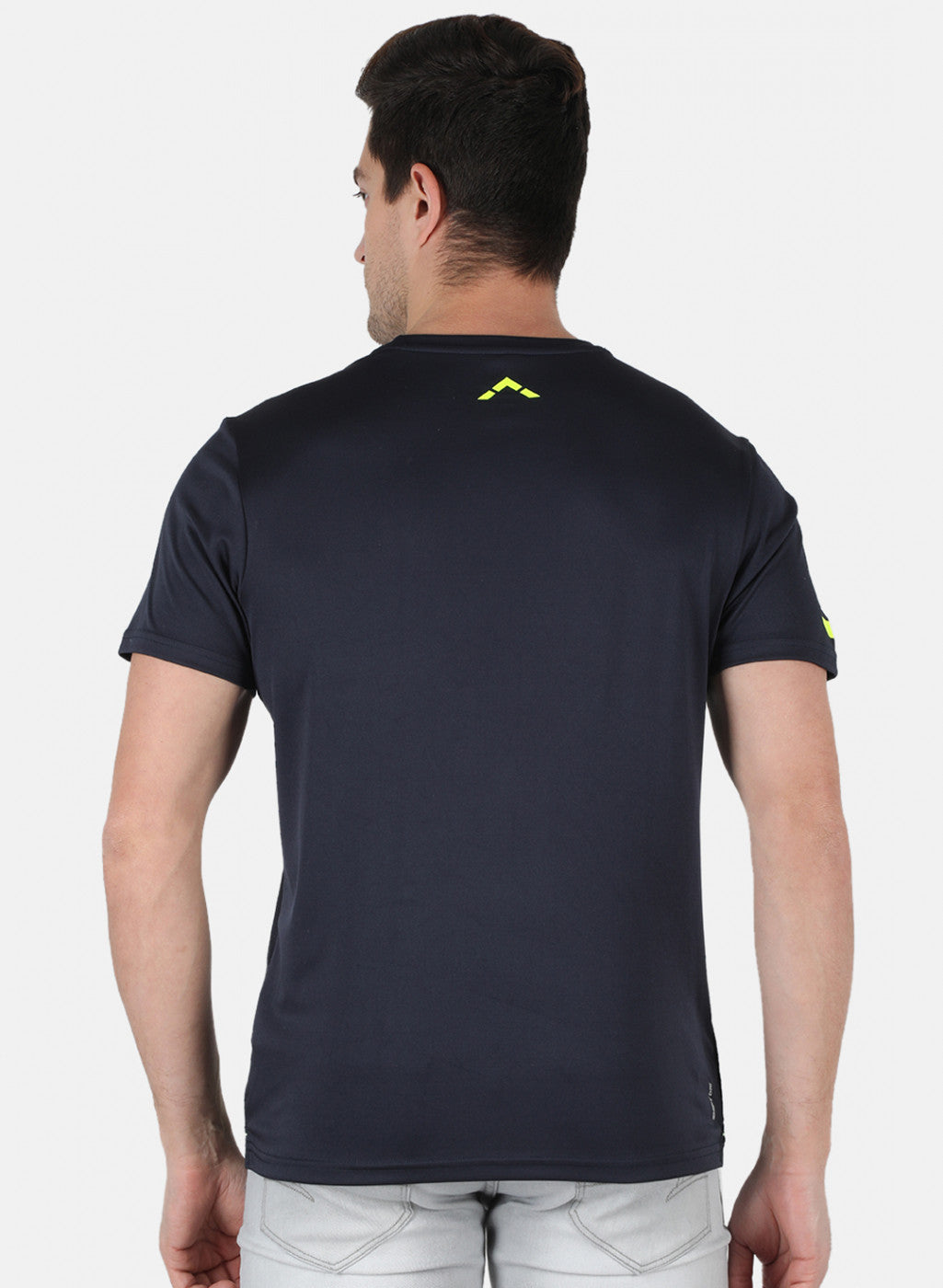 Rock.it Men Navy Blue Self Design Round Neck T-Shirt