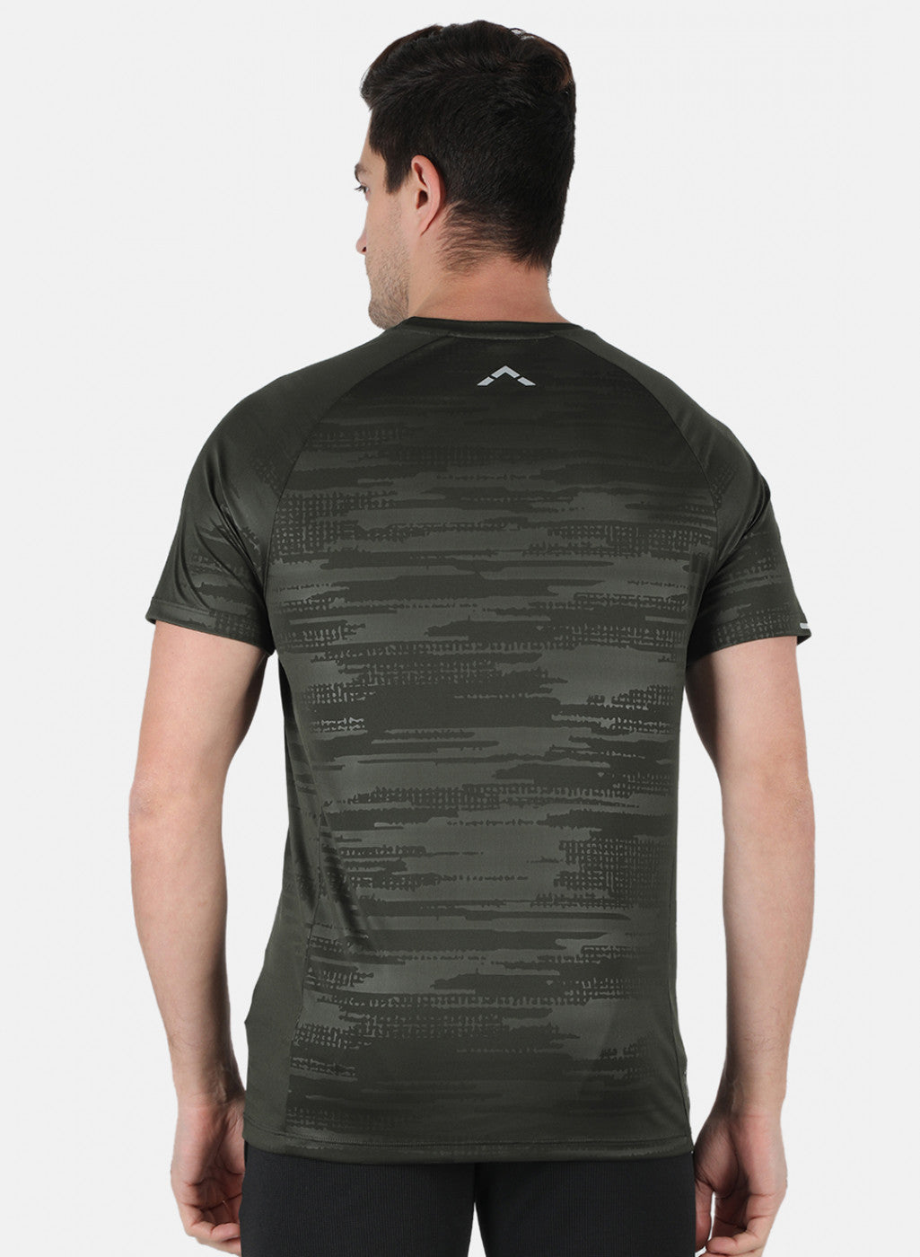 Rock.it Men Olive Self Design Round Neck T-Shirt