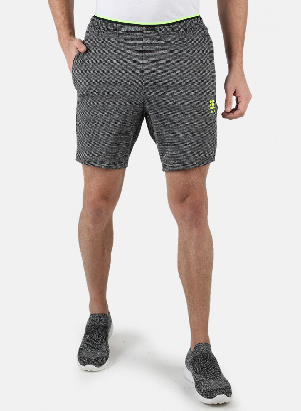 Men Grey Self Design Shorts