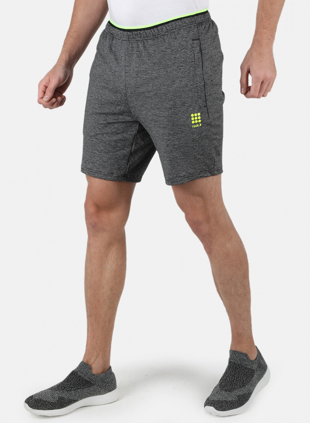 Rock.it Men Grey Self Design Shorts