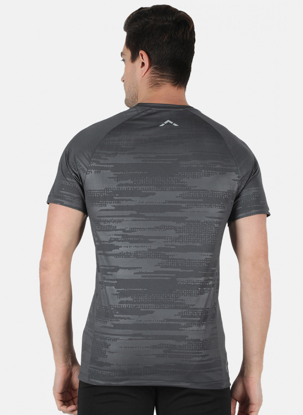 Rock.it Men Grey Self Design Round Neck T-Shirt