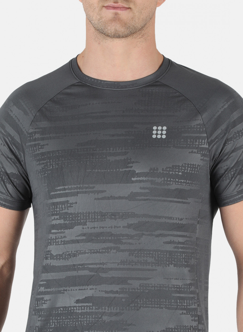 Rock.it Men Grey Self Design Round Neck T-Shirt