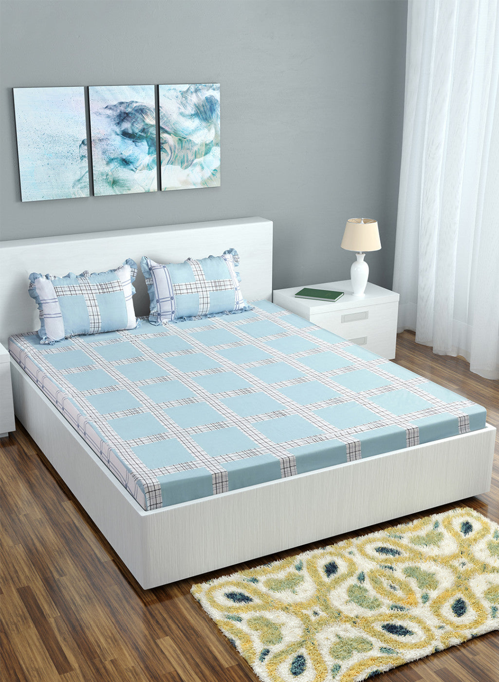 Multi Color 130 GSM Bedsheet with 2 Pillow Covers