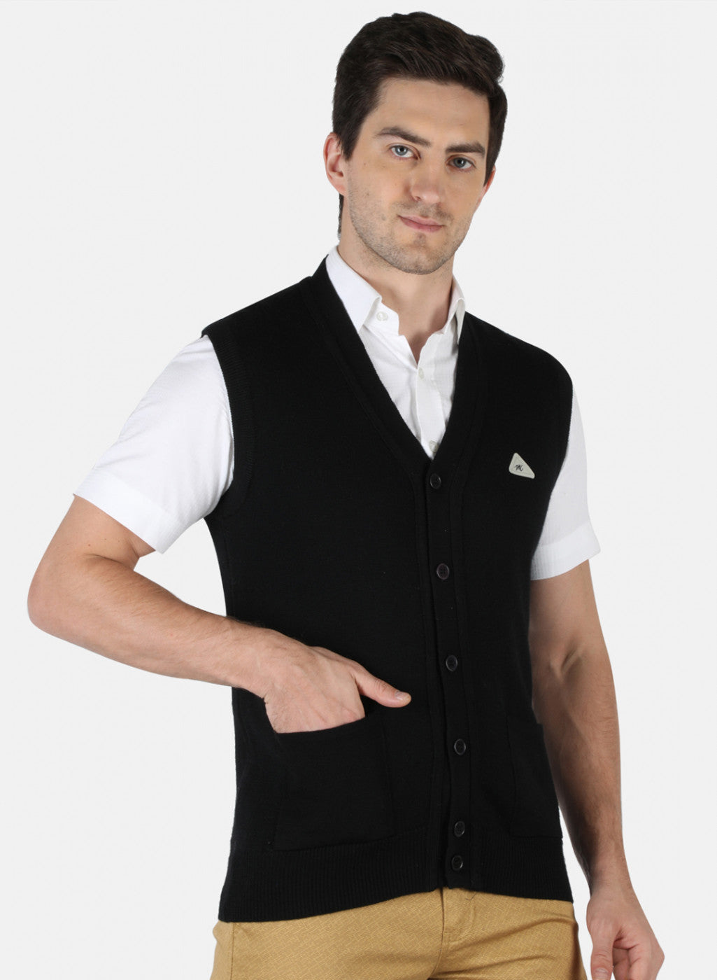 Men Black Solid Cardigan