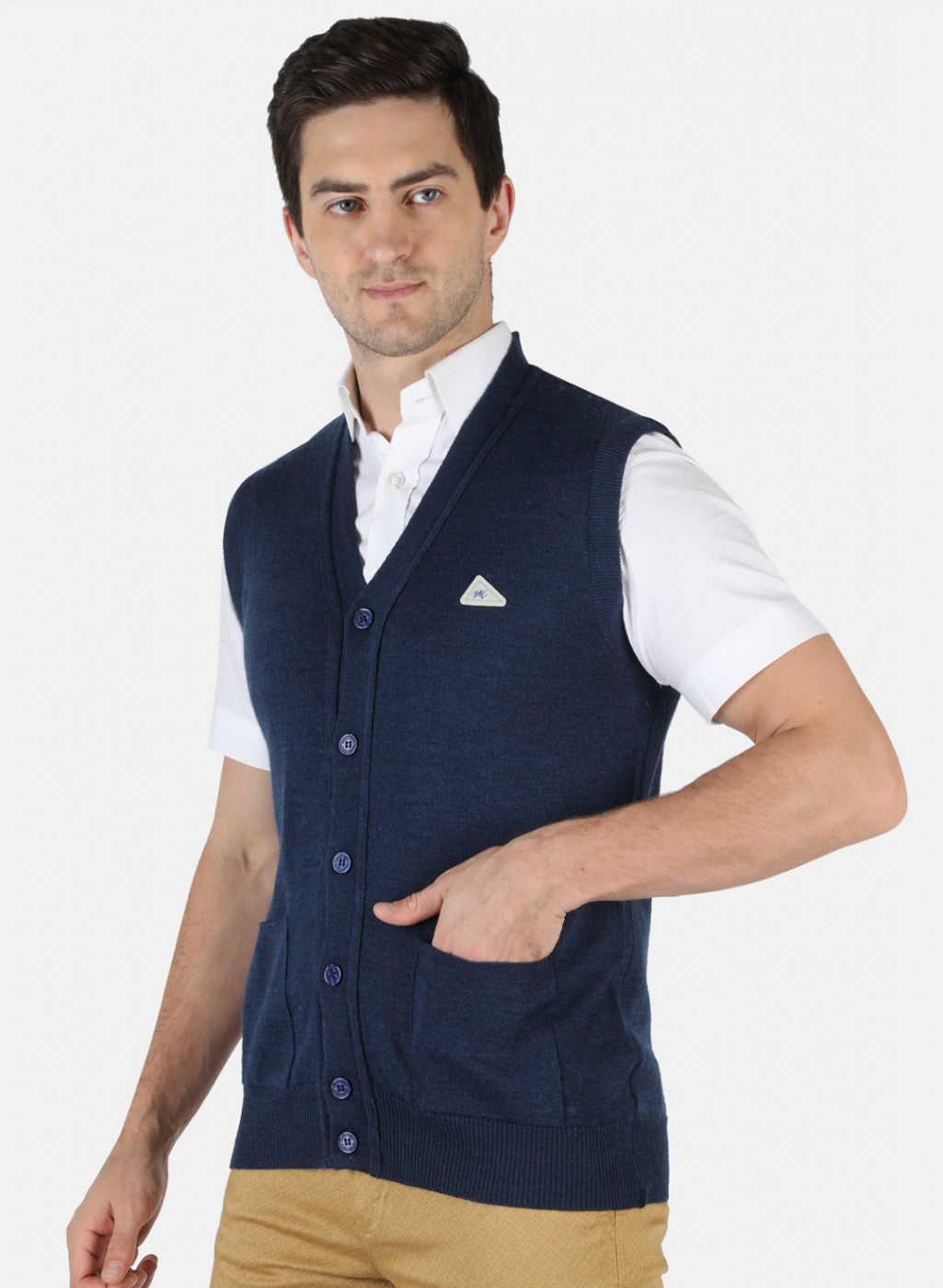 Men NAvy Blue Solid Cardigan