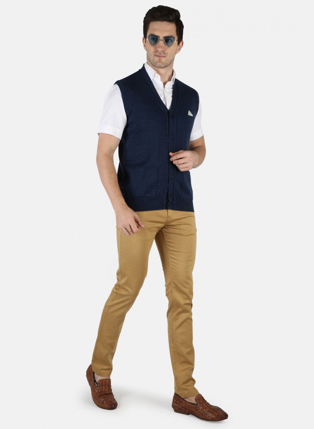 Men NAvy Blue Solid Cardigan