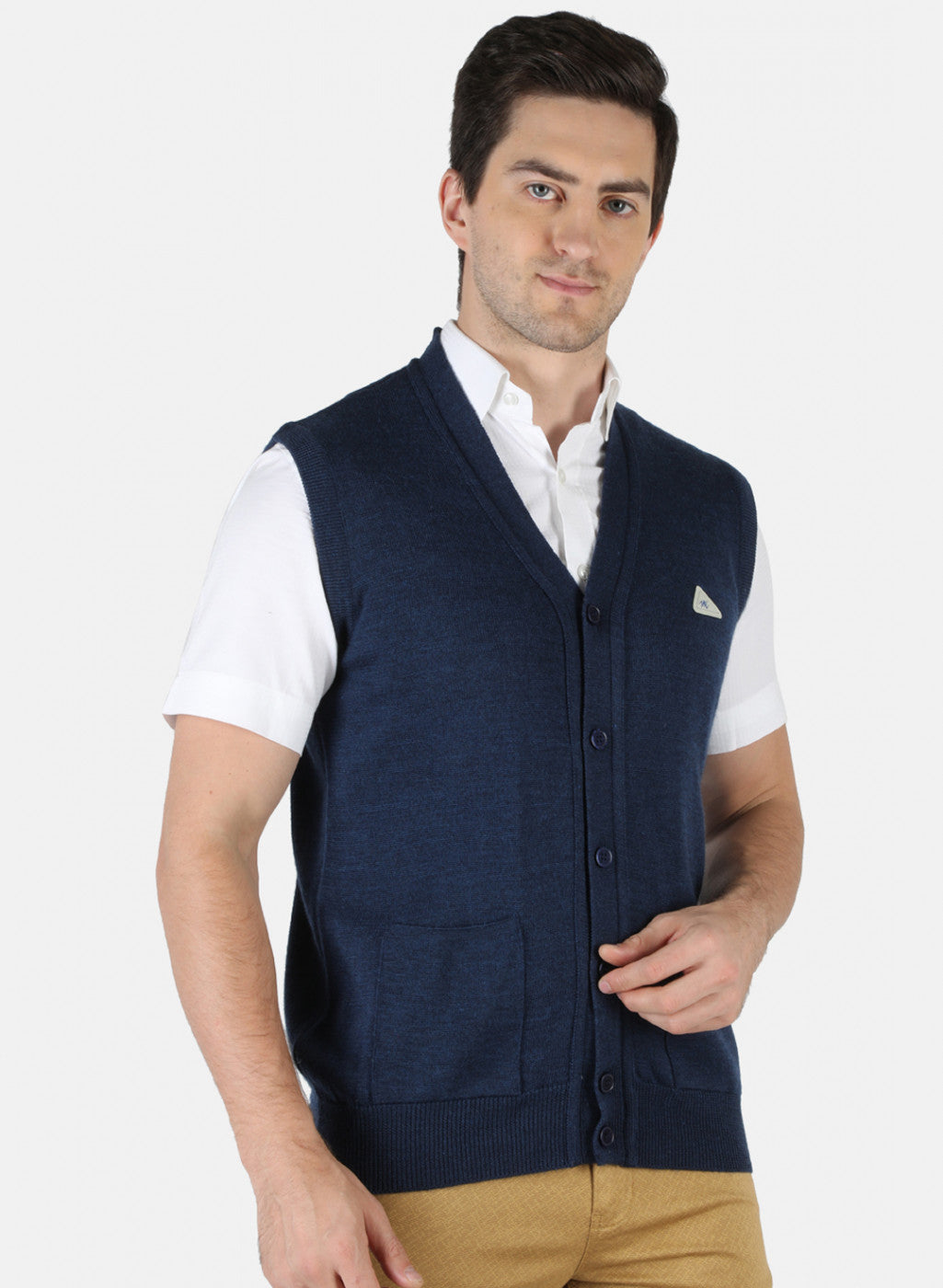 Men NAvy Blue Solid Cardigan