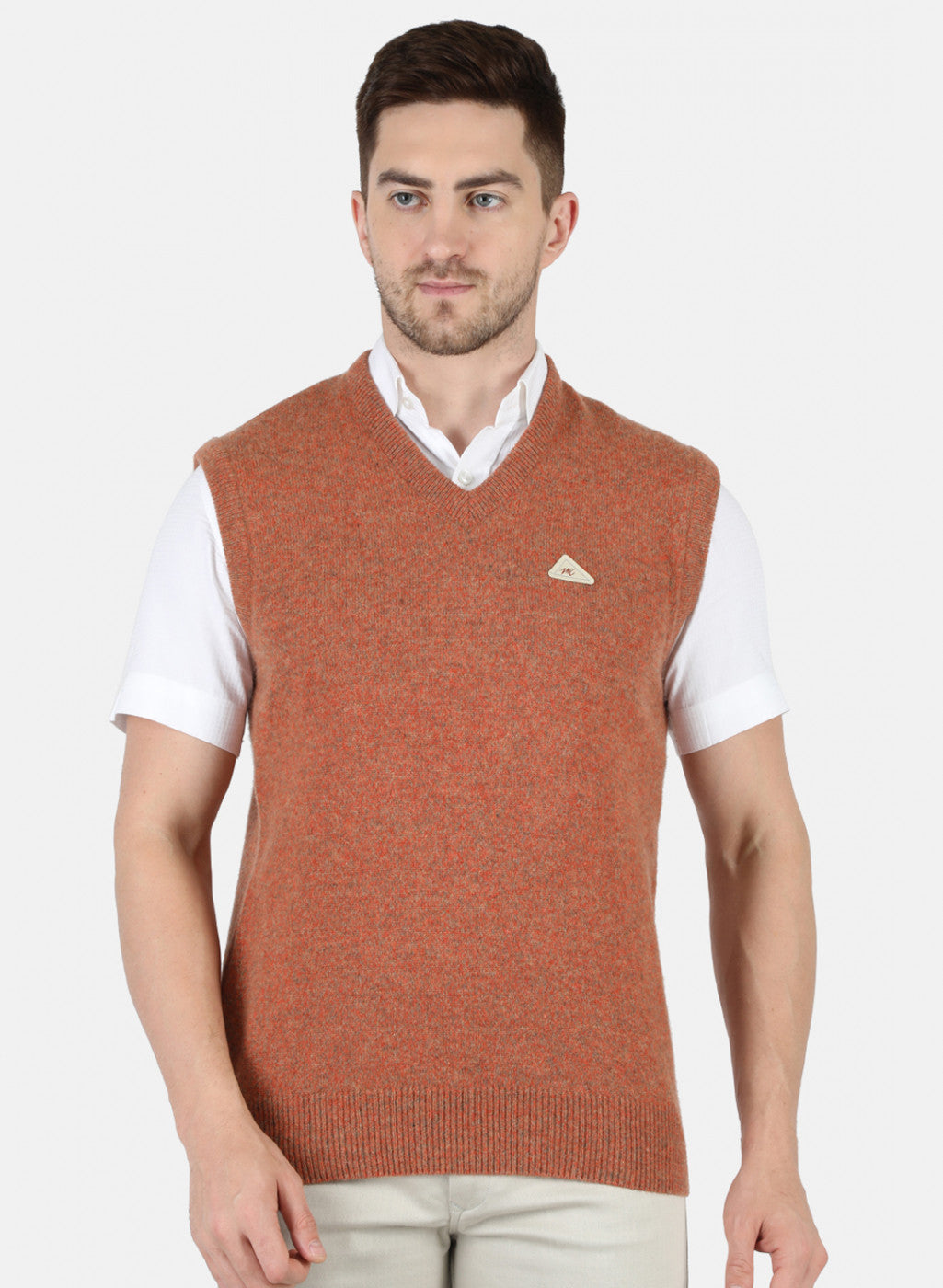 Men Orange Solid Sweater