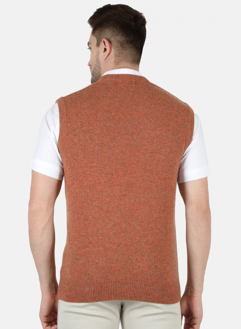 Men Orange Solid Sweater