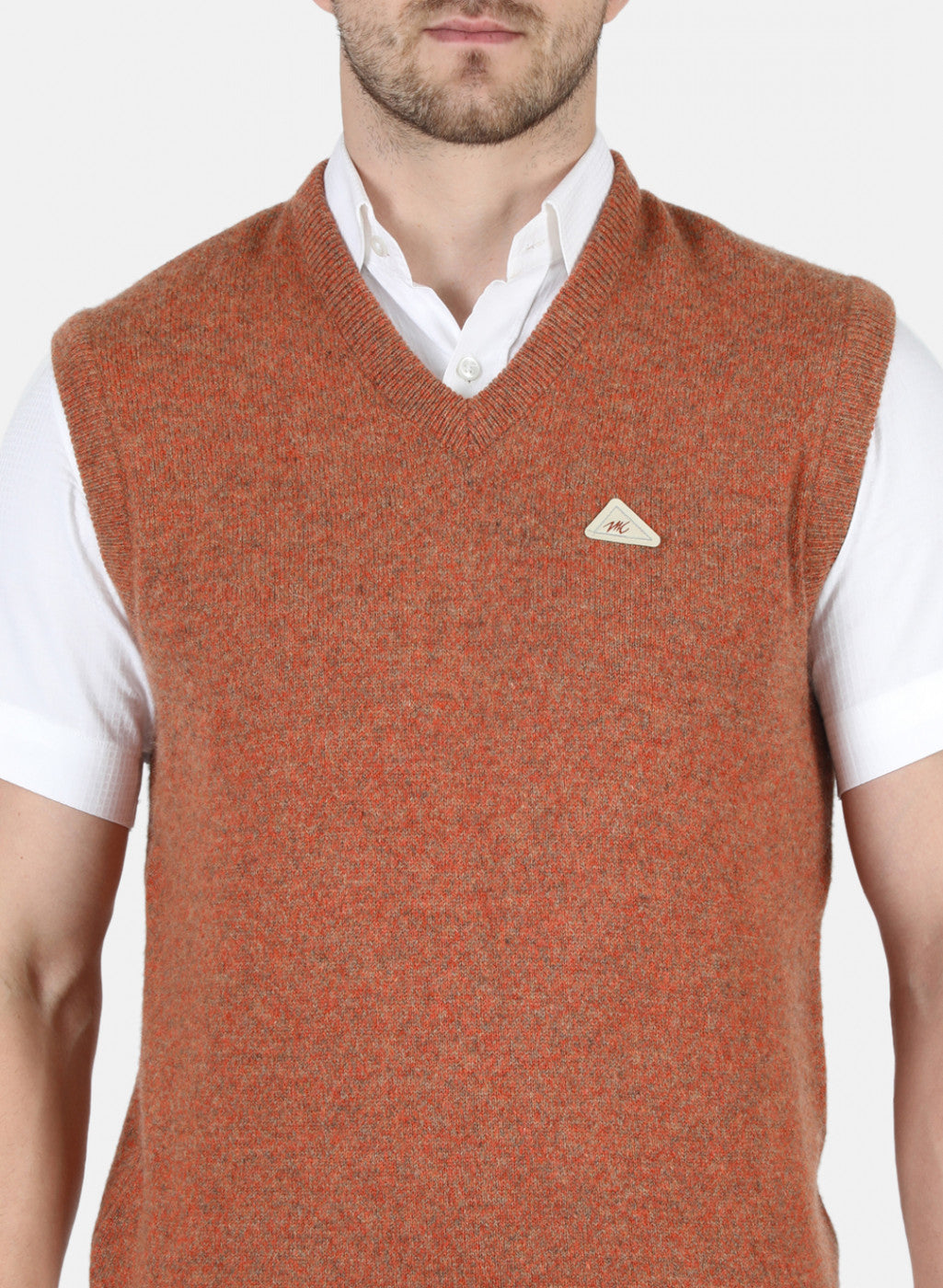 Men Orange Solid Sweater