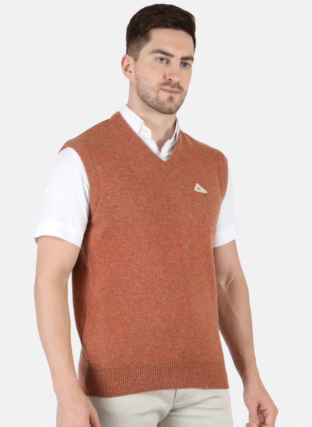 Men Orange Solid Sweater