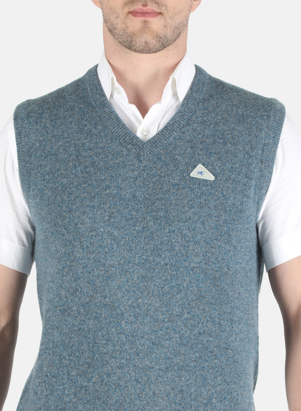 Men Blue Solid Sweater
