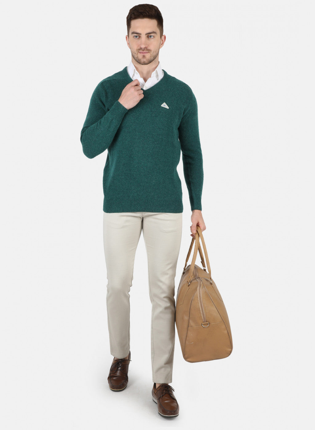 Men Green Solid Pullover
