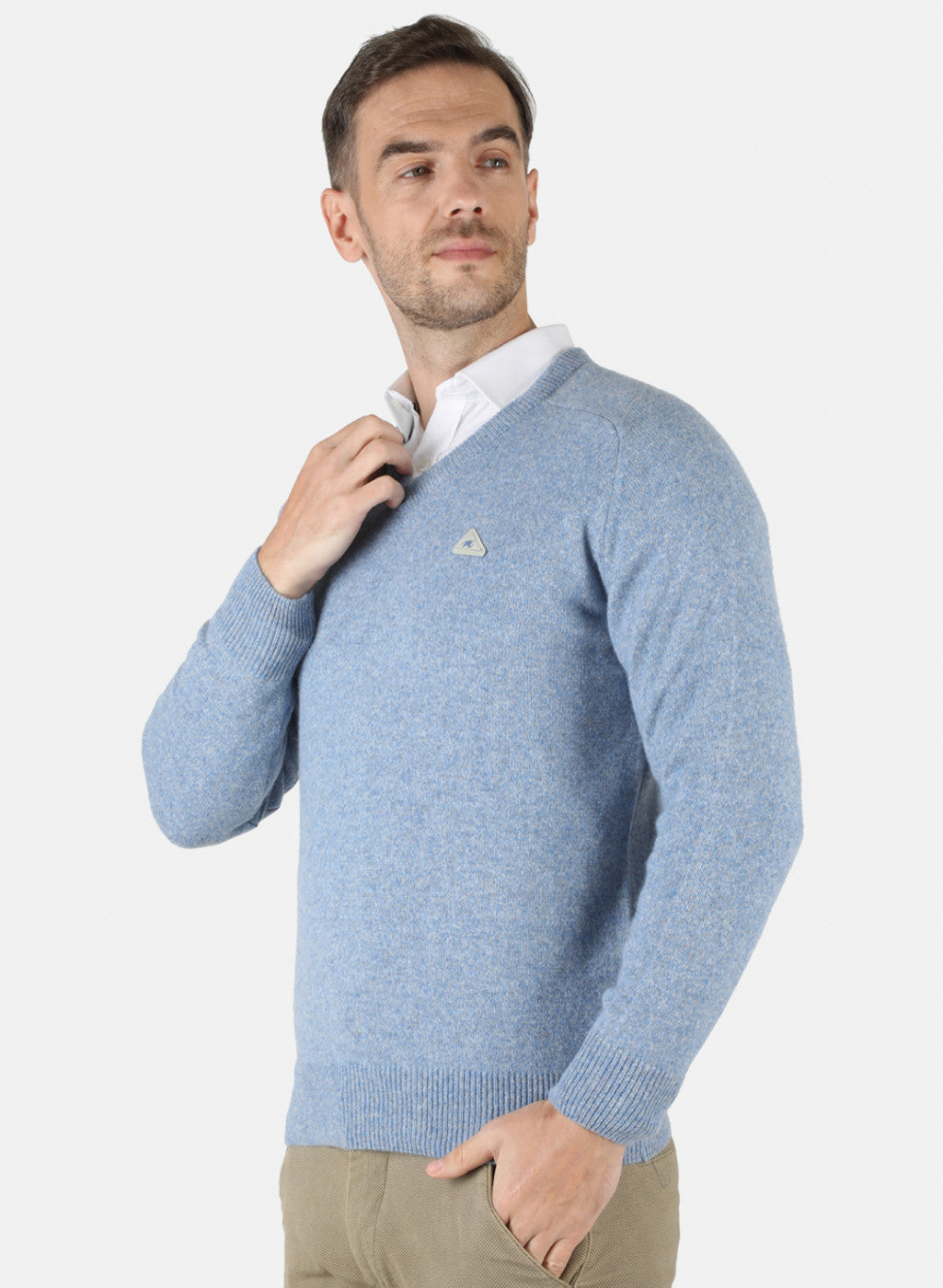 Men Blue Solid Pullover
