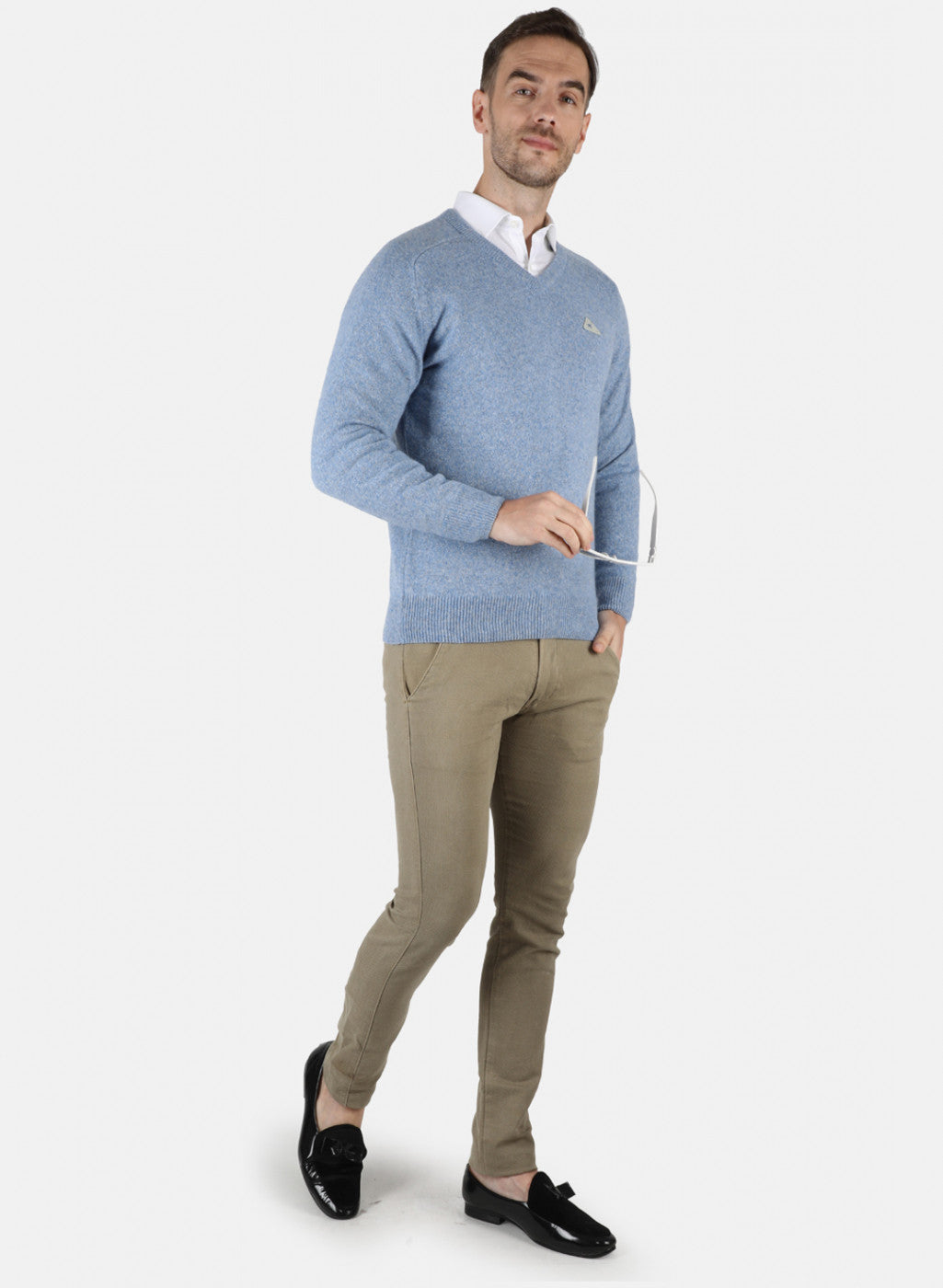 Men Blue Solid Pullover