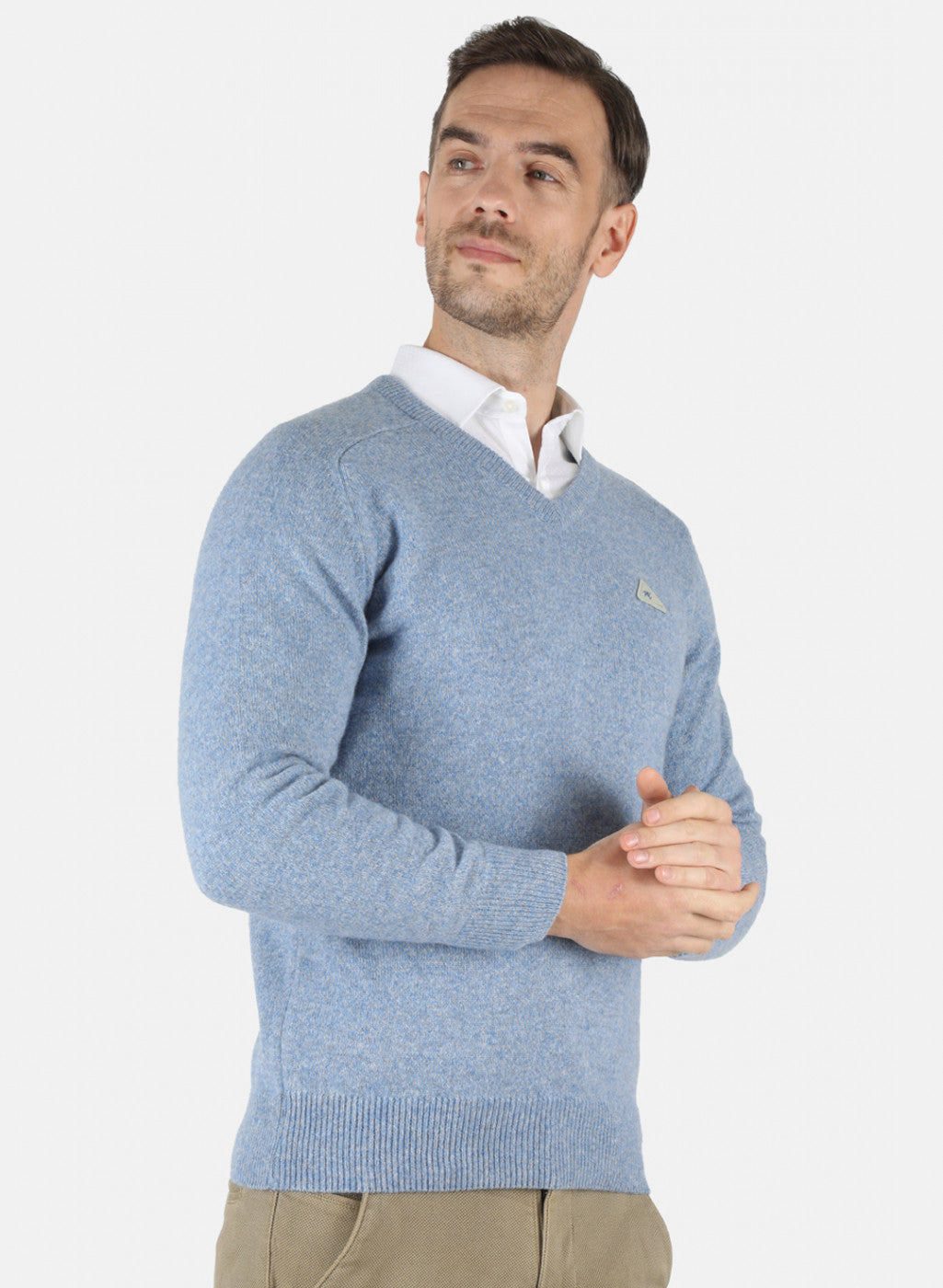 Men Blue Solid Pullover