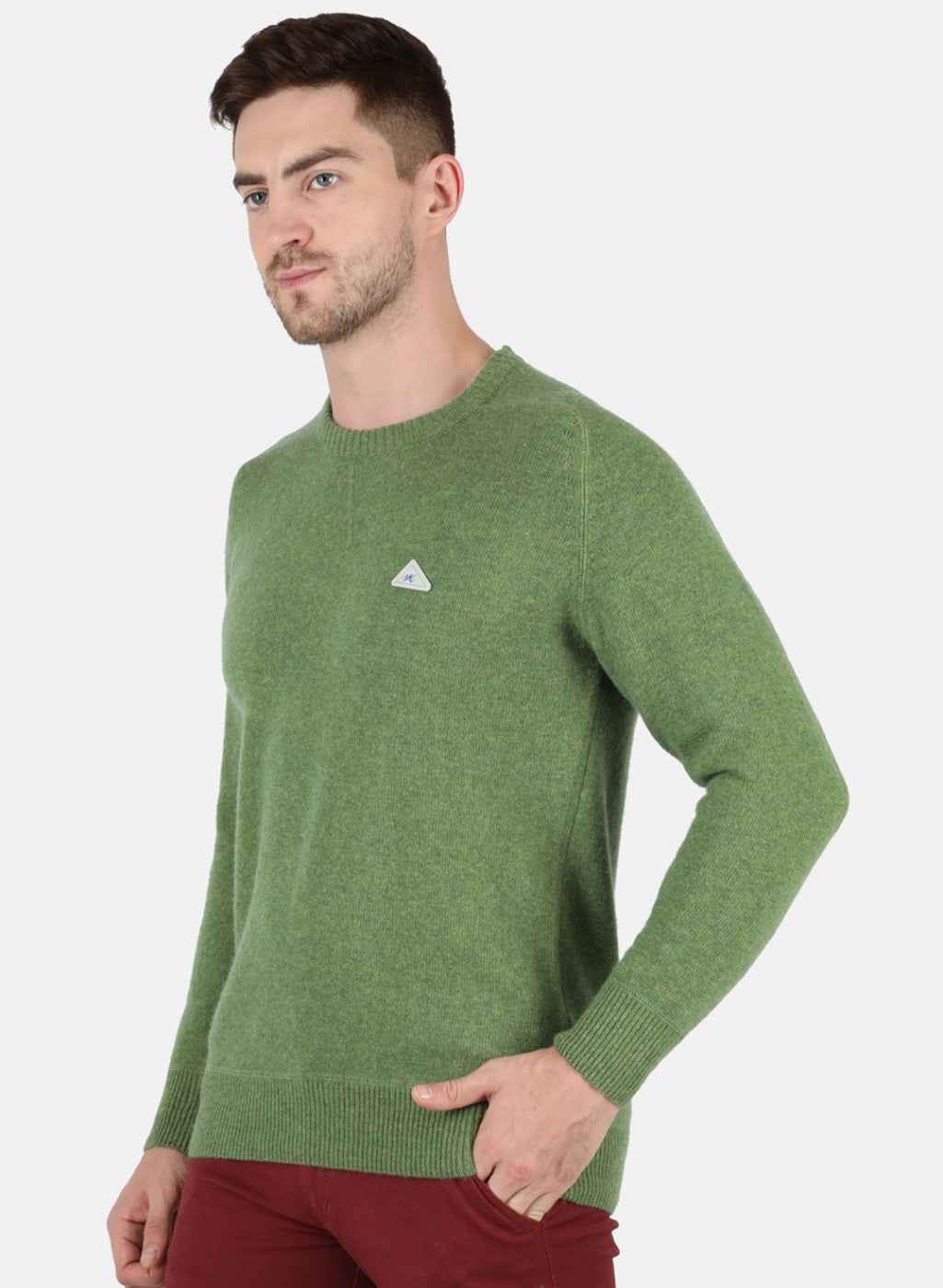 Men Green Solid Pullover