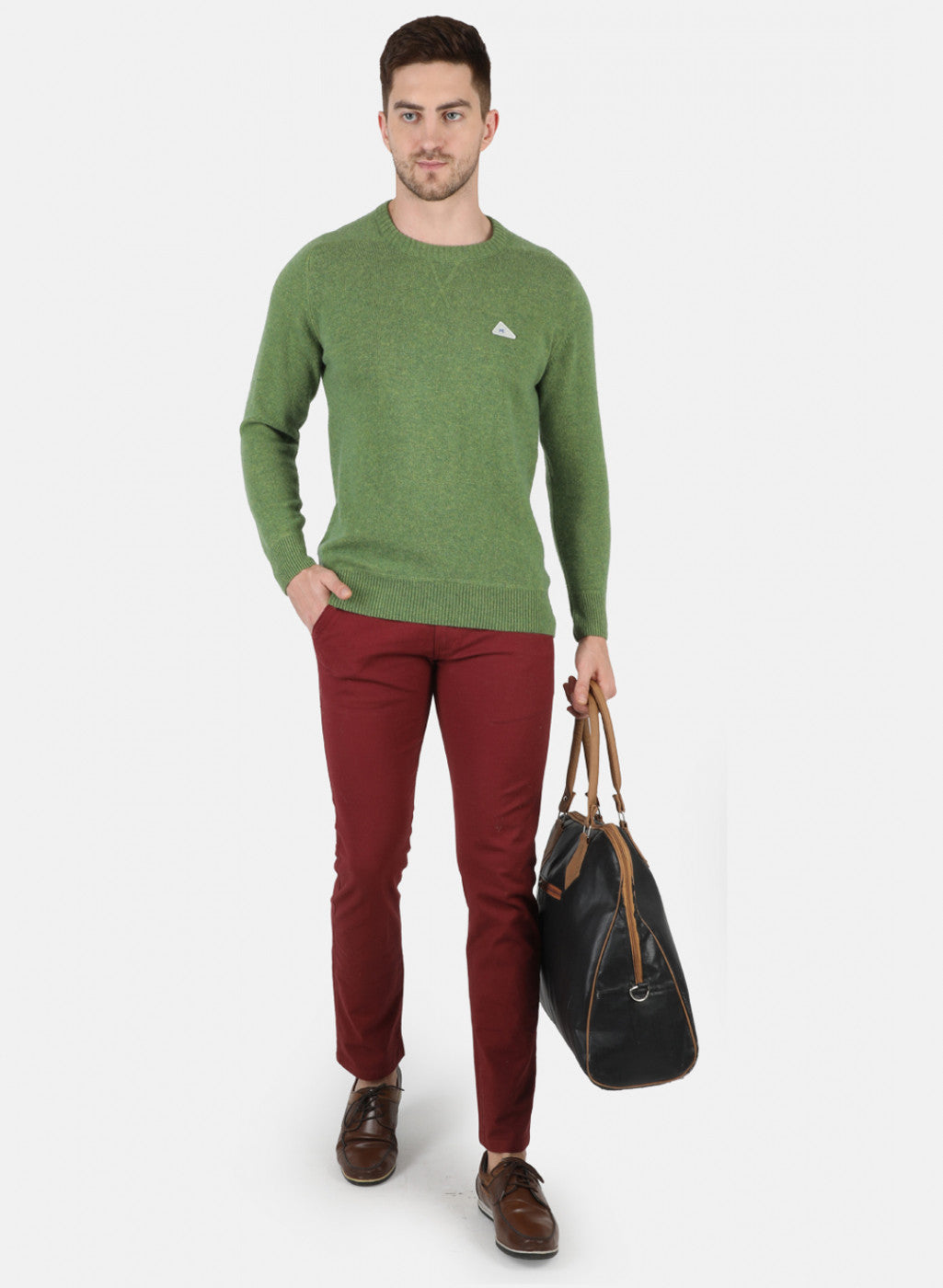 Men Green Solid Pullover