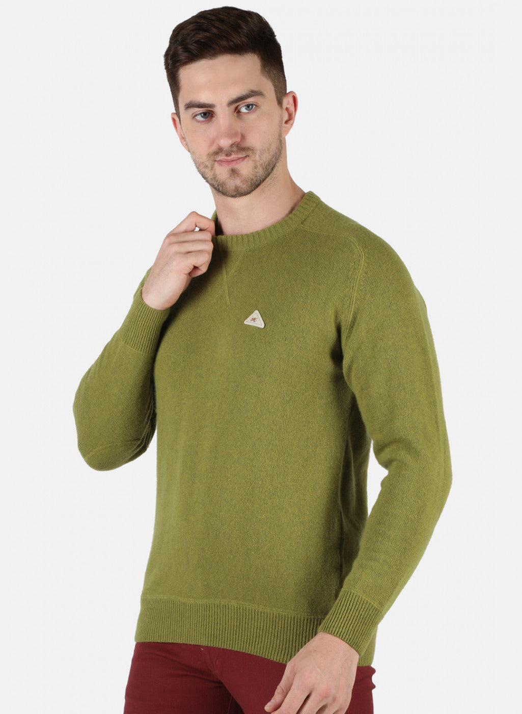 Men Green Solid Pullover