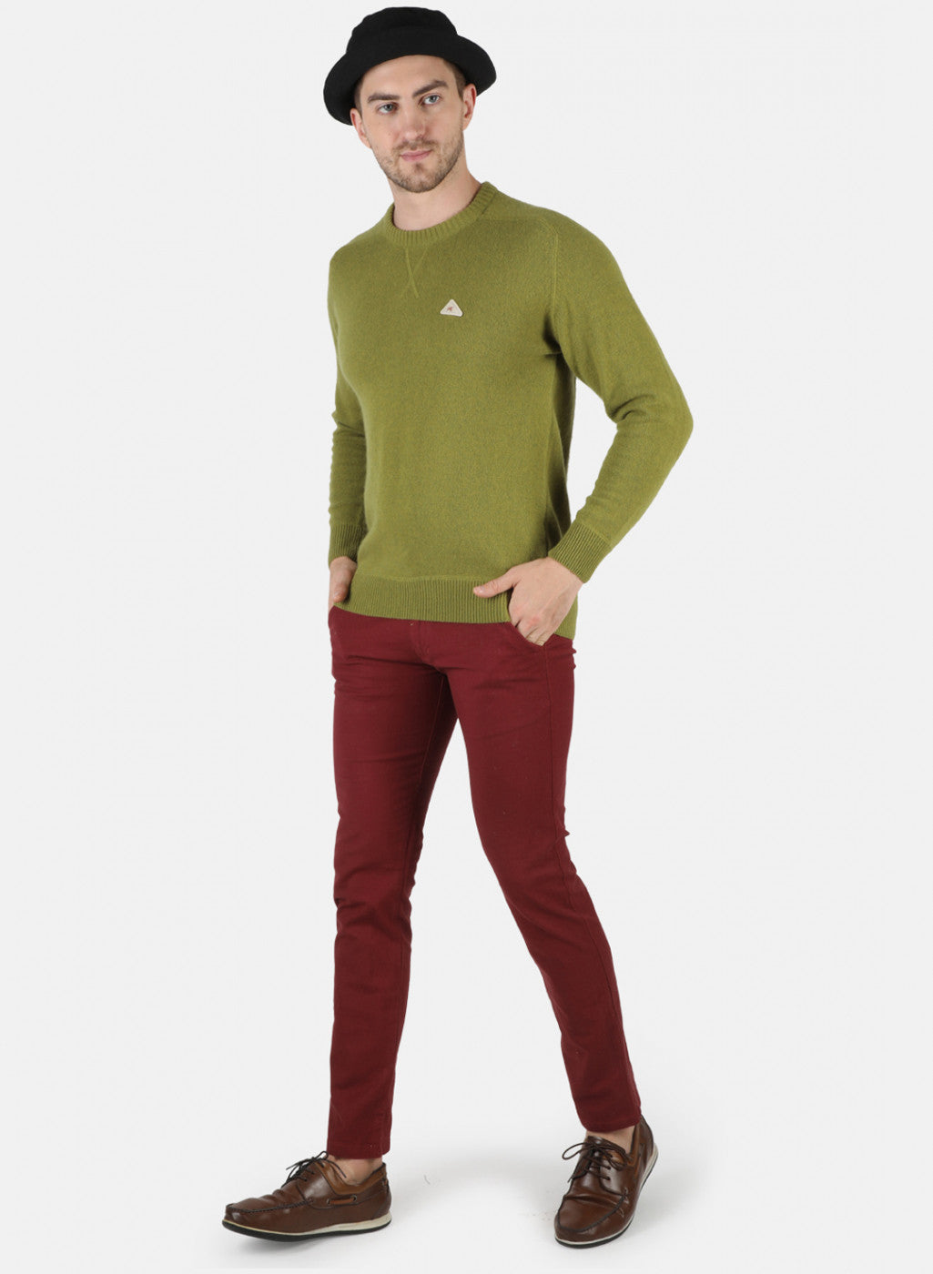 Men Green Solid Pullover