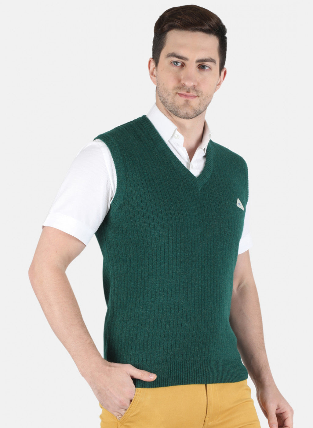 Men Green Solid Sweater