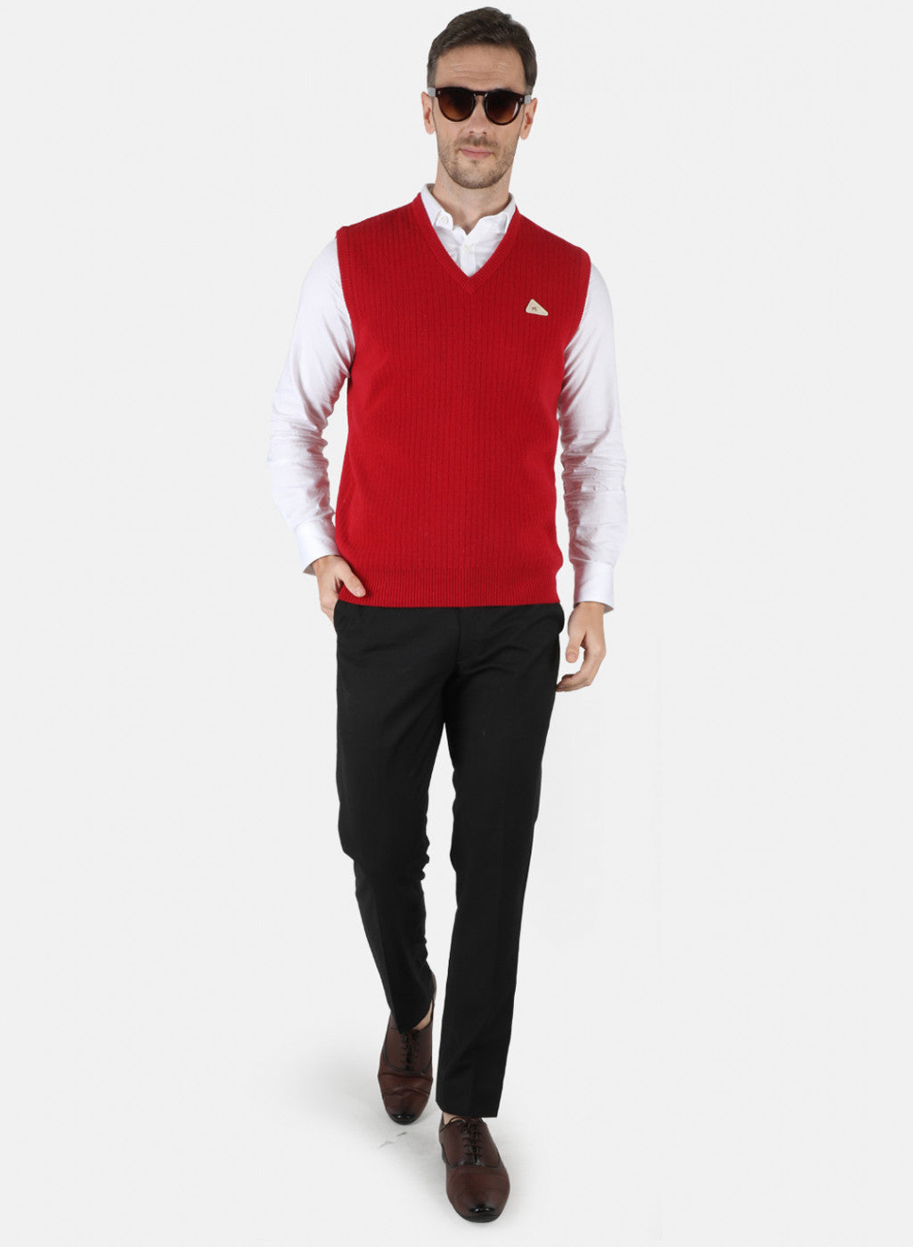 Men Maroon Solid Sweater