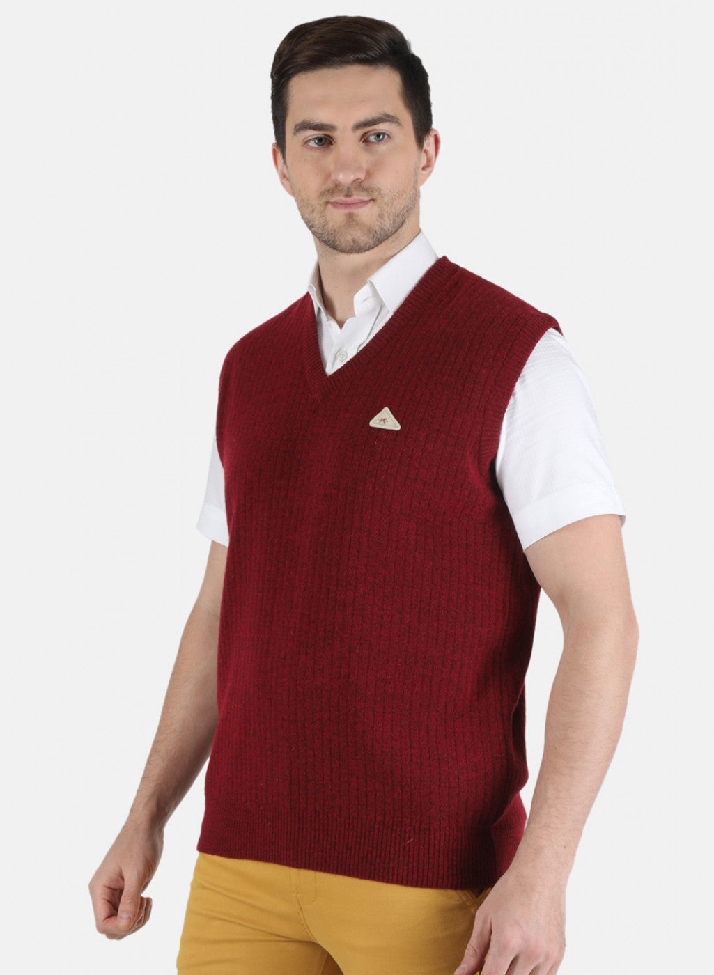 Men Maroon Solid Sweater