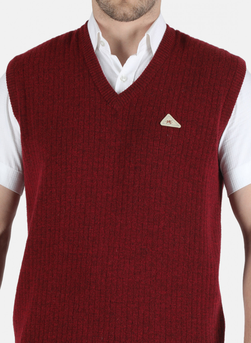 Men Maroon Solid Sweater