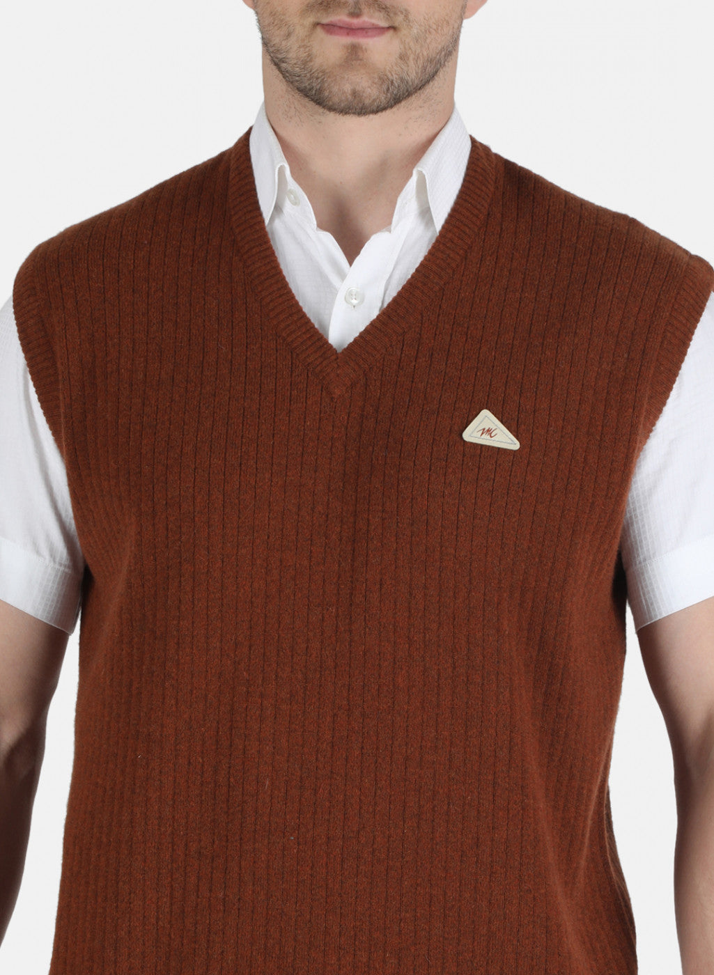 Men Brown Solid Sweater
