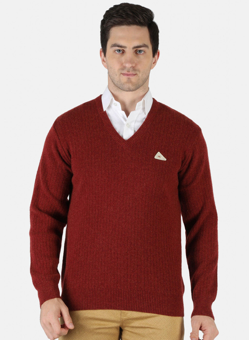 Men Orange Solid Pullover