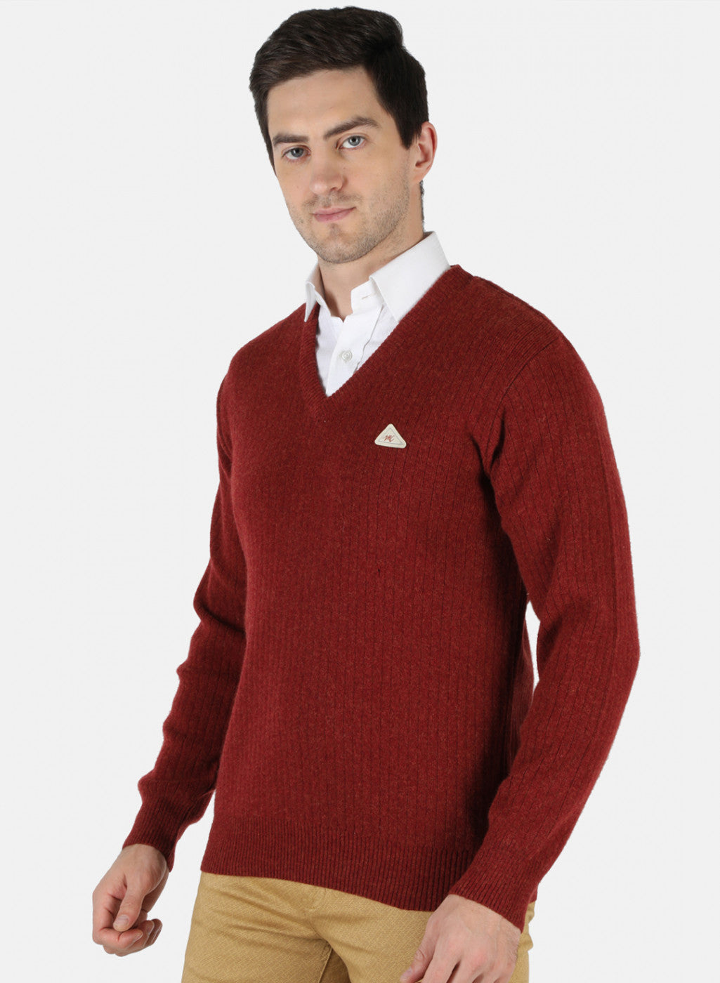 Men Orange Solid Pullover