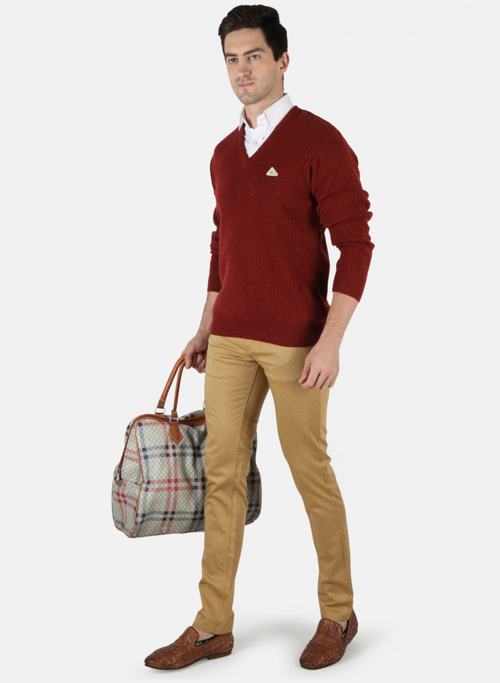 Men Orange Solid Pullover