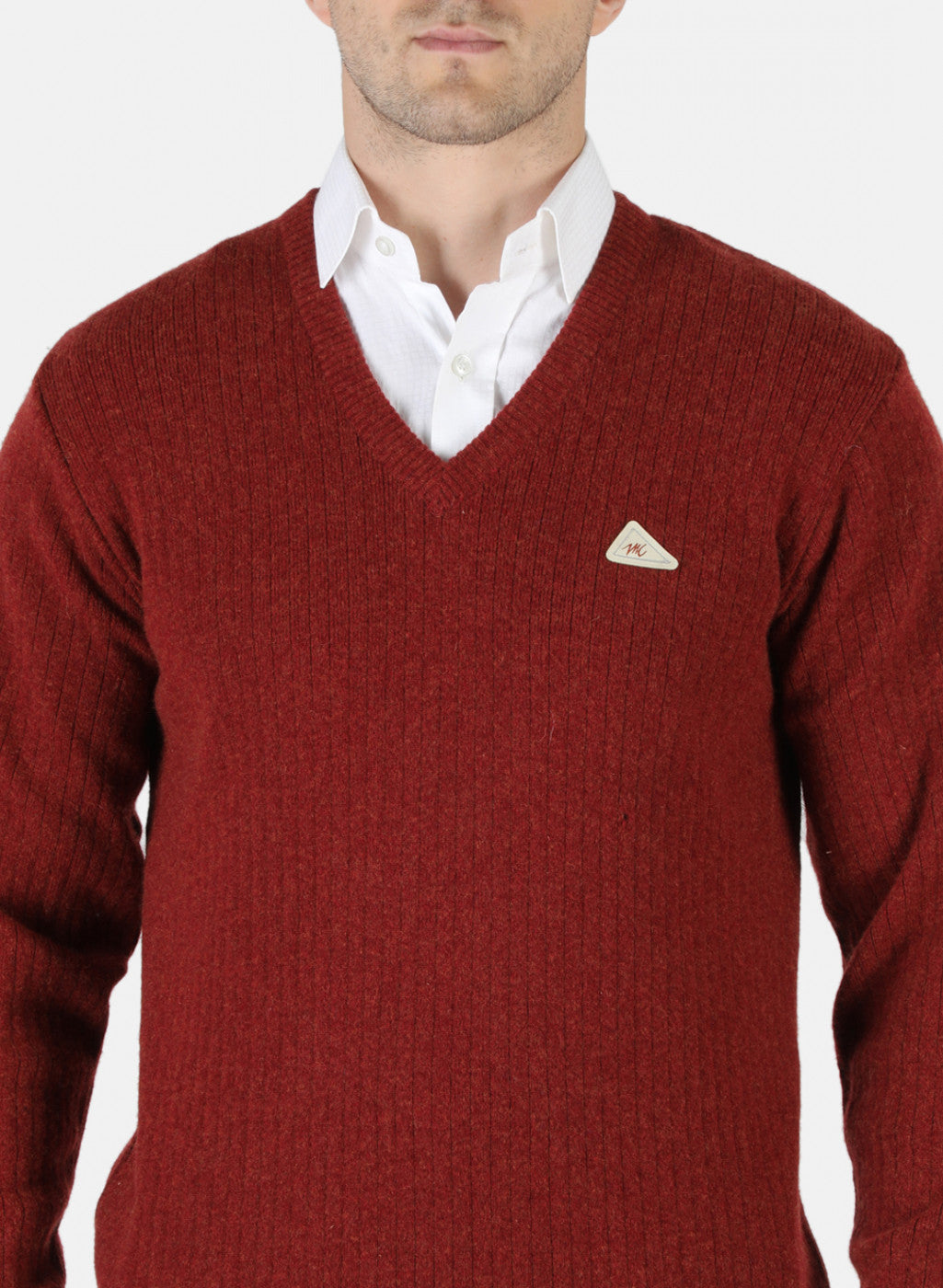 Men Orange Solid Pullover