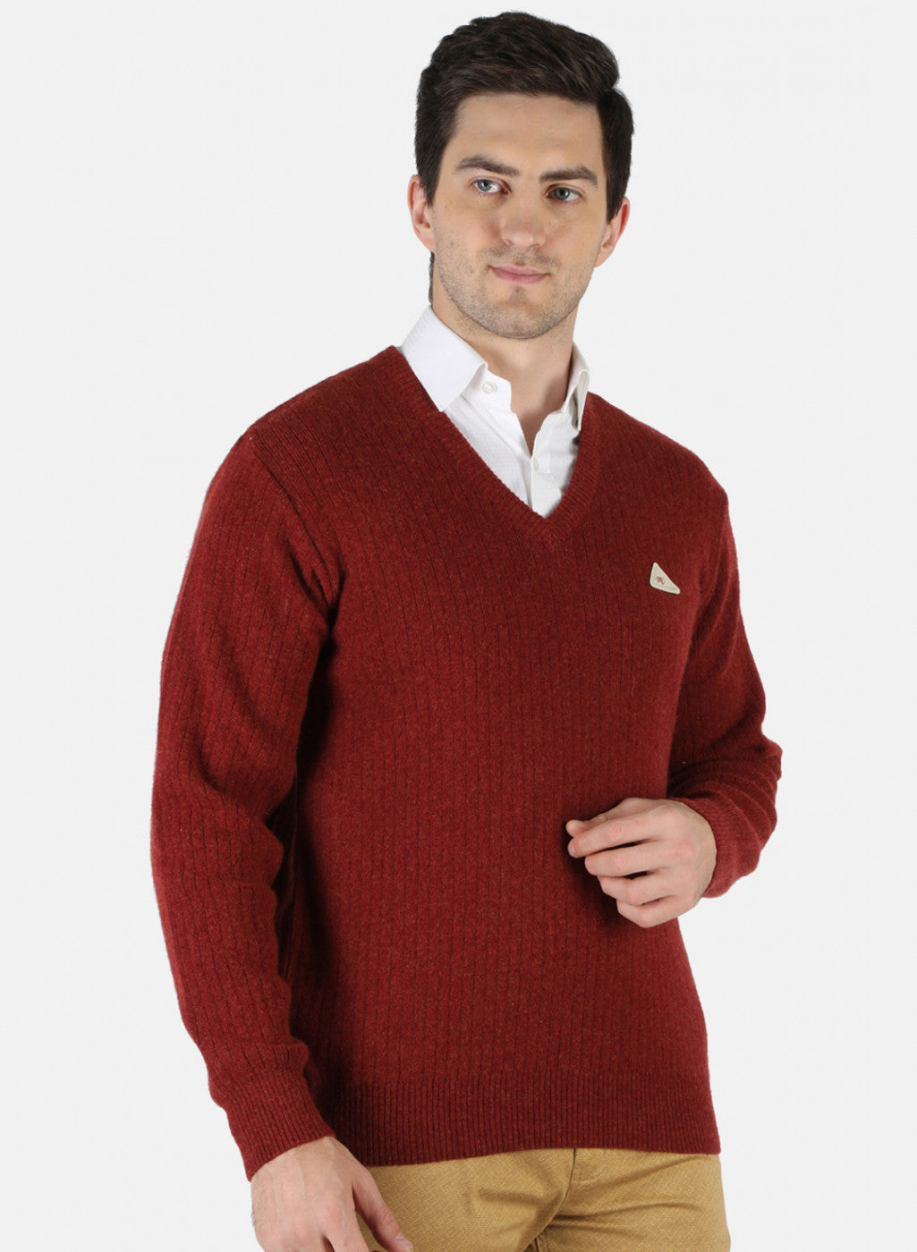 Men Orange Solid Pullover