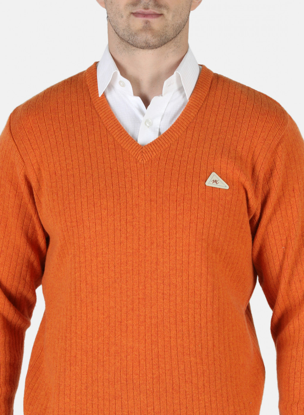 Men Orange Solid Pullover