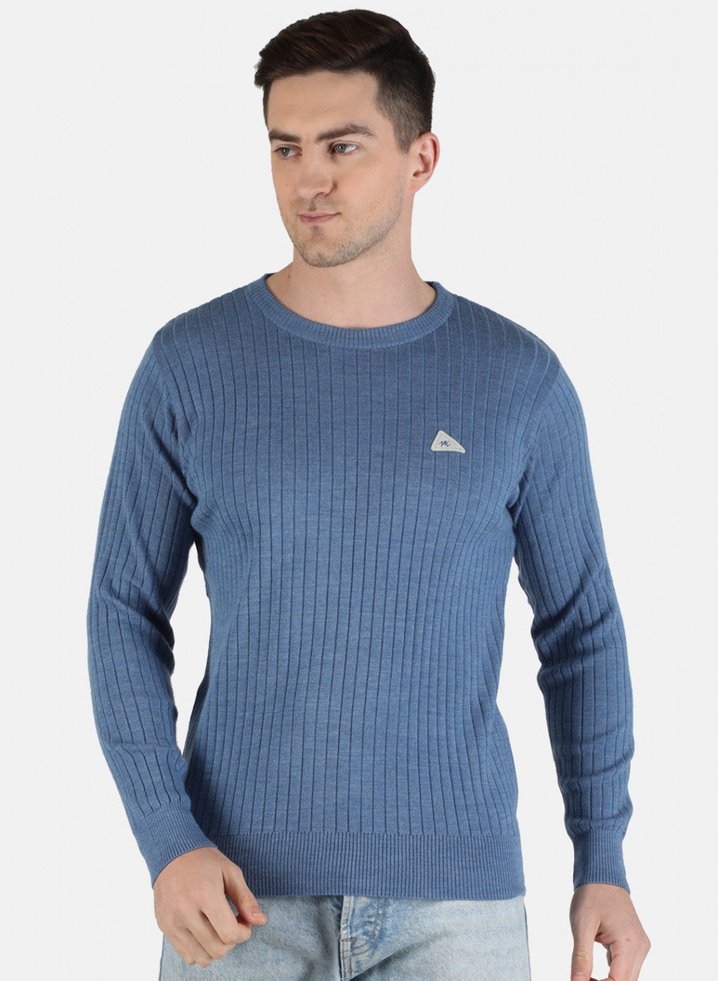 Men Blue Solid Pullover