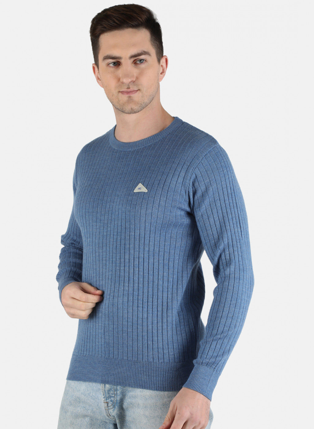 Men Blue Solid Pullover